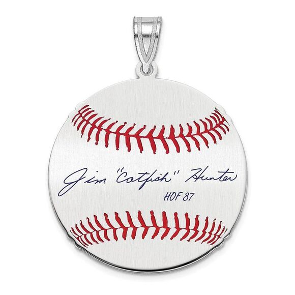 Sterling Silver Catfish Hunter Signature MD Enamel Baseball Pendant